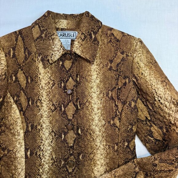 Carlisle Jacket Size 6 Cropped Snake Print Structured Quilted Blazer Y2K Vintage - Picture 8 of 13